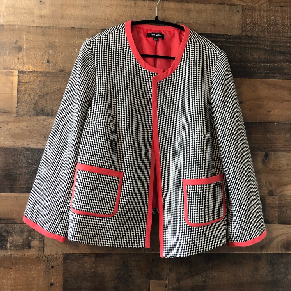 Nine West Pink Black & White Business Blazer